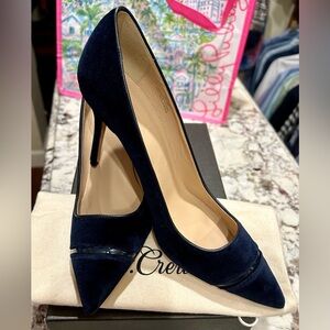 JCrew Elsie NAVY velvet pumps NWOT 9.5